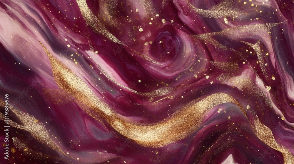 Obraz premium Stunning Purple and Gold Abstract Liquid Marble Art Design