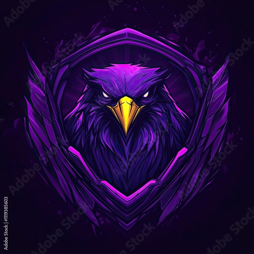 Majestic Purple Eagle in Crystalline Armor: A Digital Art Masterpiece photo