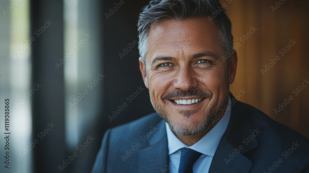 Middle-aged American man with a business suit and a friendly look. Middle-aged American man with a business suit and a friendly look.