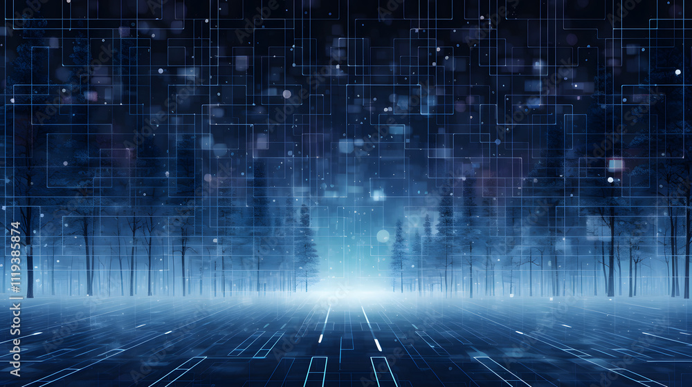 Obraz premium Cyber winter background, copy space for text