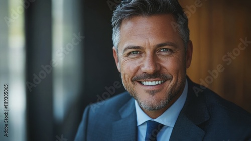 Middle-aged American man with a business suit and a friendly look.