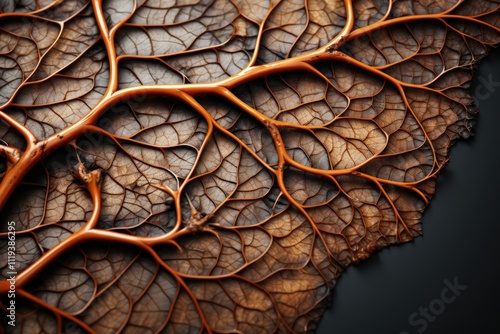 The intricate pattern of veins on a fallen leaf