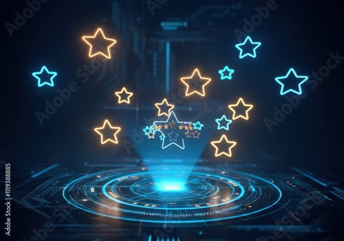 User give rating to service experience on online application for Customer review satisfaction feedback survey concept for buyer ranting