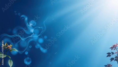 a picture of a flower in the sky with blue soft light photo