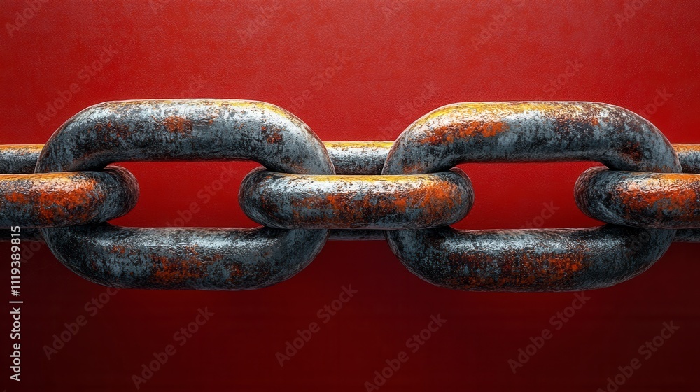 Fototapeta premium Rusty Metal Chain Links: A Powerful Industrial Design