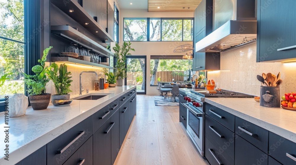 Modern kitchen with sleek design and natural light Modern kitchen with sleek design and natural light