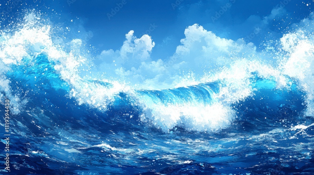 Awe-Inspiring Ocean Waves Painting: A Captivating Display of Nature's Power Awe-Inspiring Ocean Waves Painting: A Captivating Display of Nature's Power