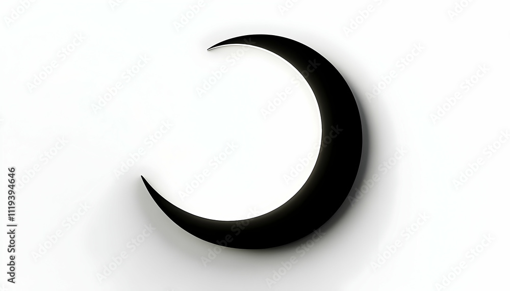 A stylized crescent shape in black against a white background. A stylized crescent shape in black against a white background.