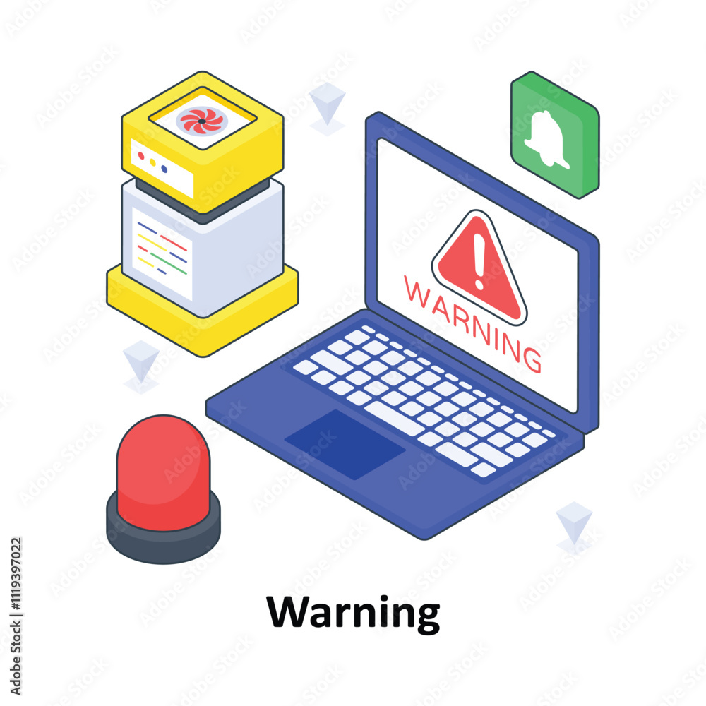 Warning isometric Colored illustration. EPS File stock illustration Warning isometric Colored illustration. EPS File stock illustration