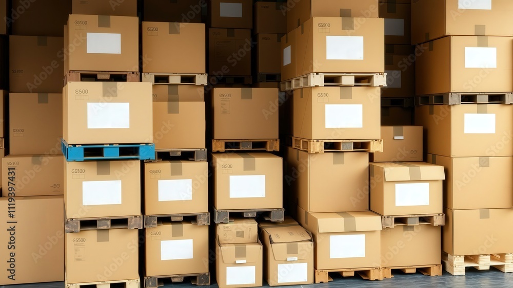 Efficient Warehouse Storage: Cardboard Boxes on Pallets for Logistics and Distribution Efficient Warehouse Storage: Cardboard Boxes on Pallets for Logistics and Distribution