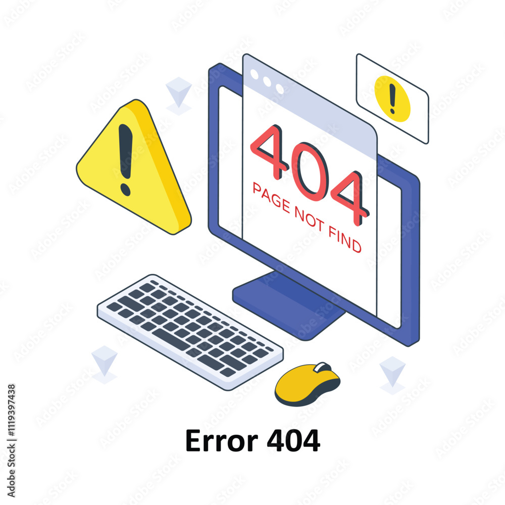Obraz premium Error 404 isometric Colored illustration. EPS File stock illustration