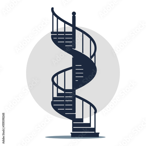 A spiral staircase with a railing