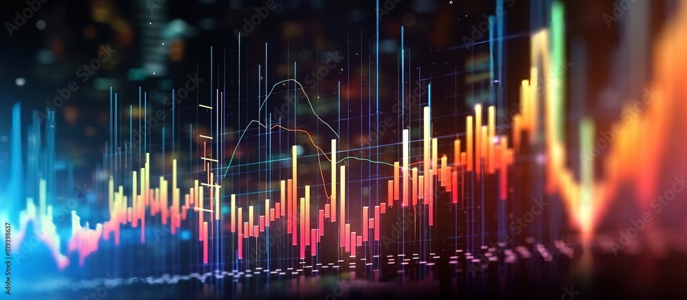 Colorful Financial Data Visualization with Trend Lines and Charts Colorful Financial Data Visualization with Trend Lines and Charts
