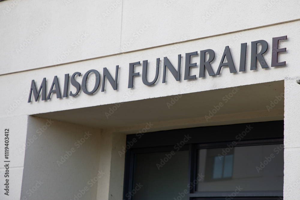 maison funeraire french text means funeral home shop facade mortician undertaker maison funeraire french text means funeral home shop facade mortician undertaker