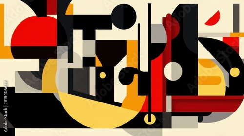 Abstract Geometric Shapes in Bold Colors - Modern Art Print