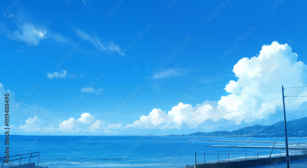 Beautiful seaside scenery illustration
Beautiful seaside scenery illustration