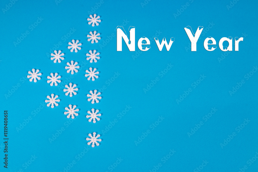 Naklejka premium New Year backgrounds. Christmas ornaments and decorations. New Year symbols. Santa Claus. Snowman. Winter fairy tale backgrounds. Elegant holiday tree.