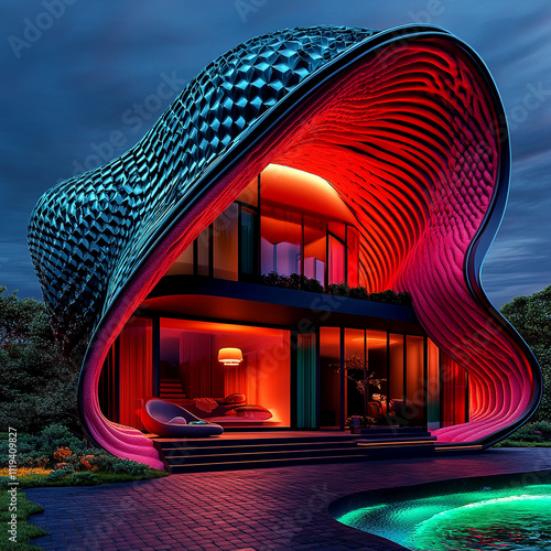 New modern home architecture with nature 
