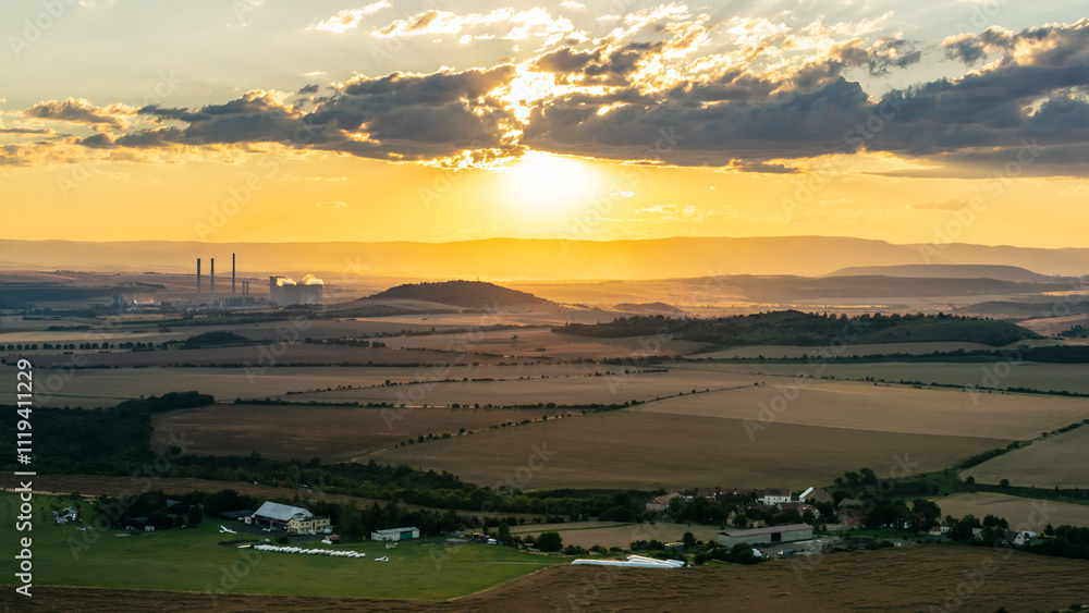 The view from Mount Raná. Raná is a prominent three-peaked mountain in the western part of the Bohemian Central Mountains. The view from Mount Raná. Raná is a prominent three-peaked mountain in the western part of the Bohemian Central Mountains.