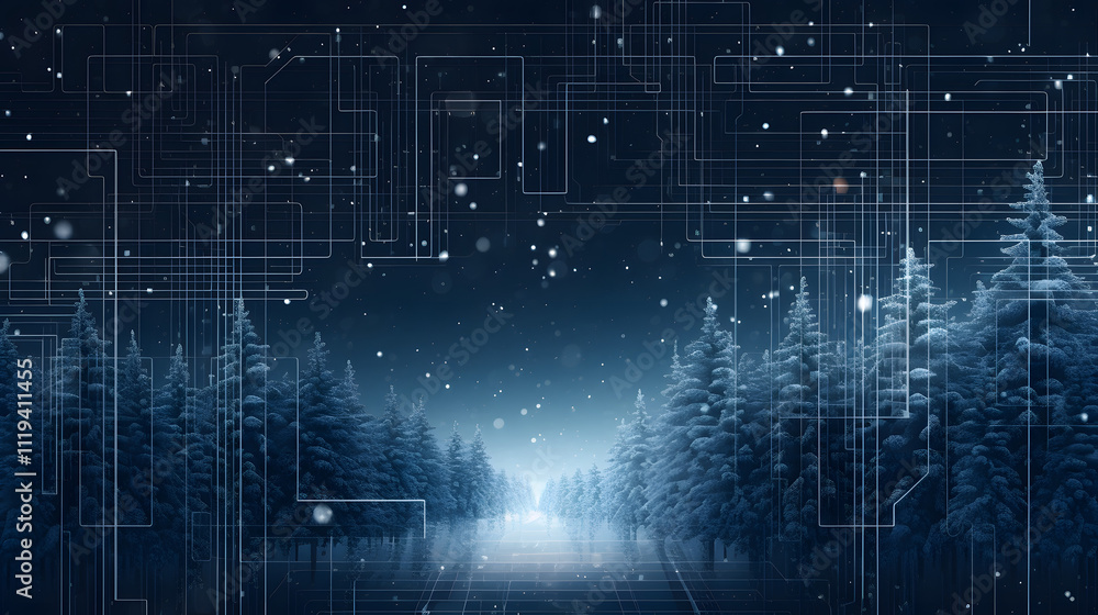 Fototapeta premium Cyber winter background, copy space for text