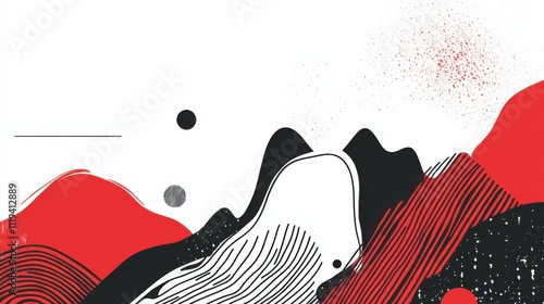 Abstract Red and Black Geometric Shapes Art Print