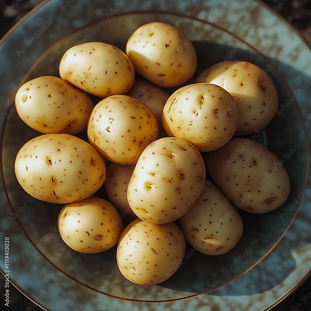 An inviting scene featuring large, freshly dug potatoes, emphasizing their natural beauty and ideal size for a variety of culinary creations, from fries to mashed potatoes. An inviting scene featuring large, freshly dug potatoes, emphasizing their natural beauty and ideal size for a variety of culinary creations, from fries to mashed potatoes.