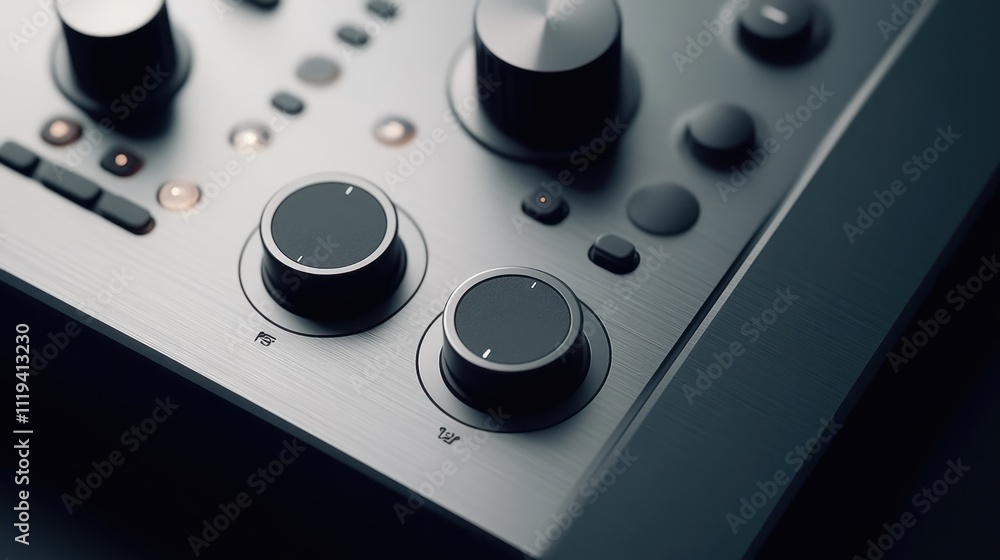 Futuristic silver metallic design with engraved controls and shiny minimalist accents. Futuristic silver metallic design with engraved controls and shiny minimalist accents.