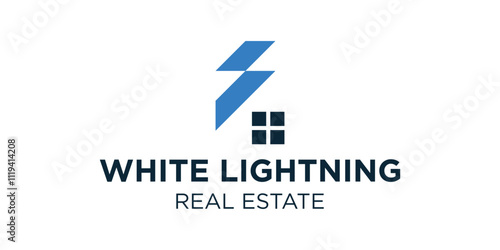 Abstract logo of lightning shape house roof, energy house, house and electricity