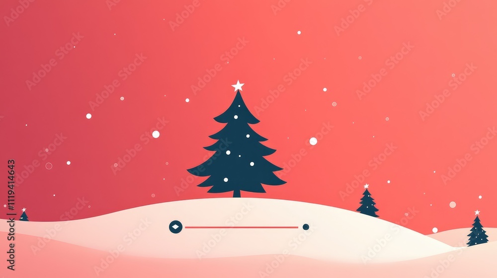 A minimal red background with a Christmas tree, a sleek progress bar beneath, and festive bokeh light accents A minimal red background with a Christmas tree, a sleek progress bar beneath, and festive bokeh light accents