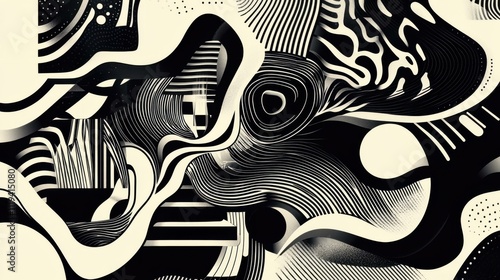 Abstract Black and White Geometric Pattern Design