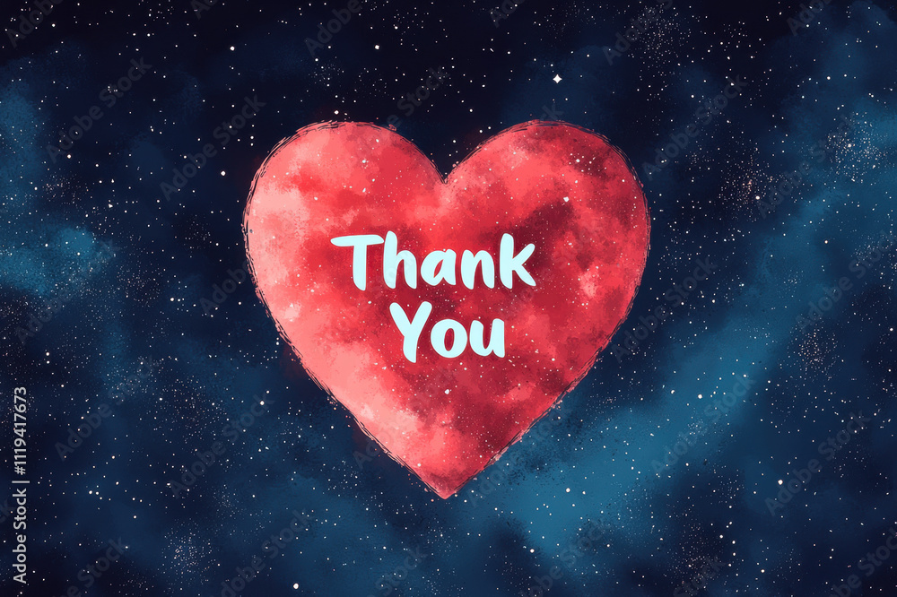 heart shaped galaxy with stars spelling Thank You in cosmic background heart shaped galaxy with stars spelling Thank You in cosmic background