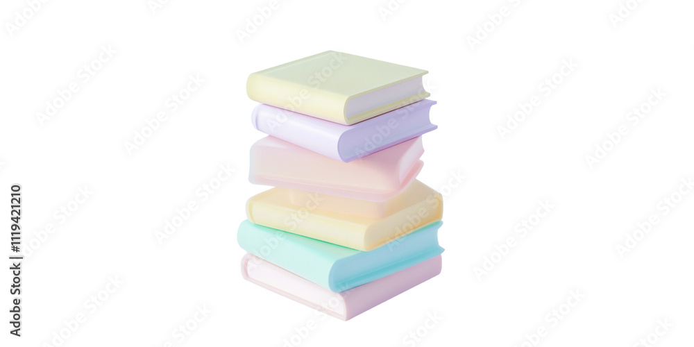 3D book icon in pastel colors on white background
