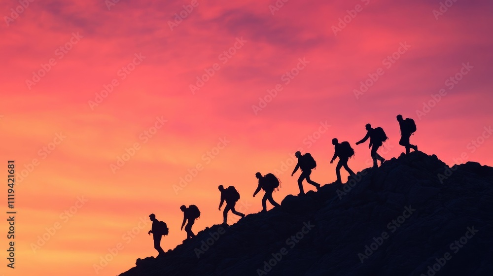 Triumphant Silhouettes Scaling the Peaks of Collaborative Success A team of determined climbers reaching the summit showcasing the power of unity leadership Triumphant Silhouettes Scaling the Peaks of Collaborative Success A team of determined climbers reaching the summit showcasing the power of unity leadership