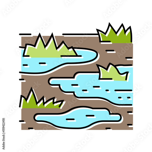 waterlogged ground disaster color icon vector. waterlogged ground disaster sign. isolated symbol illustration