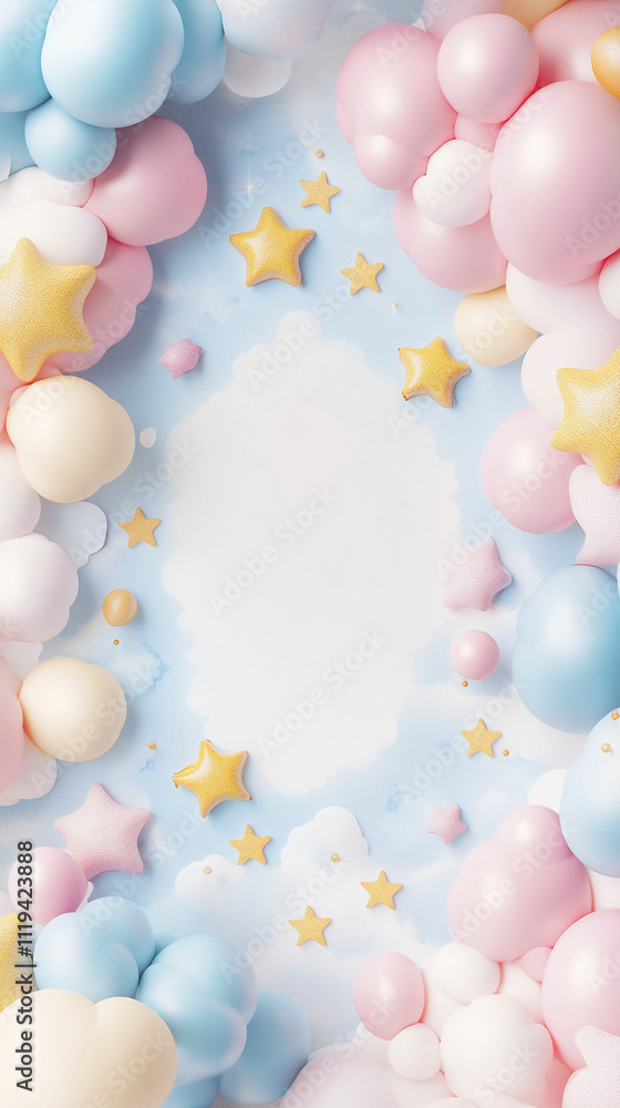 Pastel InvitatiWhimsical Pastel Invitation Card Template with Balloons and Starson Card Template with Balloons and Stars Pastel InvitatiWhimsical Pastel Invitation Card Template with Balloons and Starson Card Template with Balloons and Stars