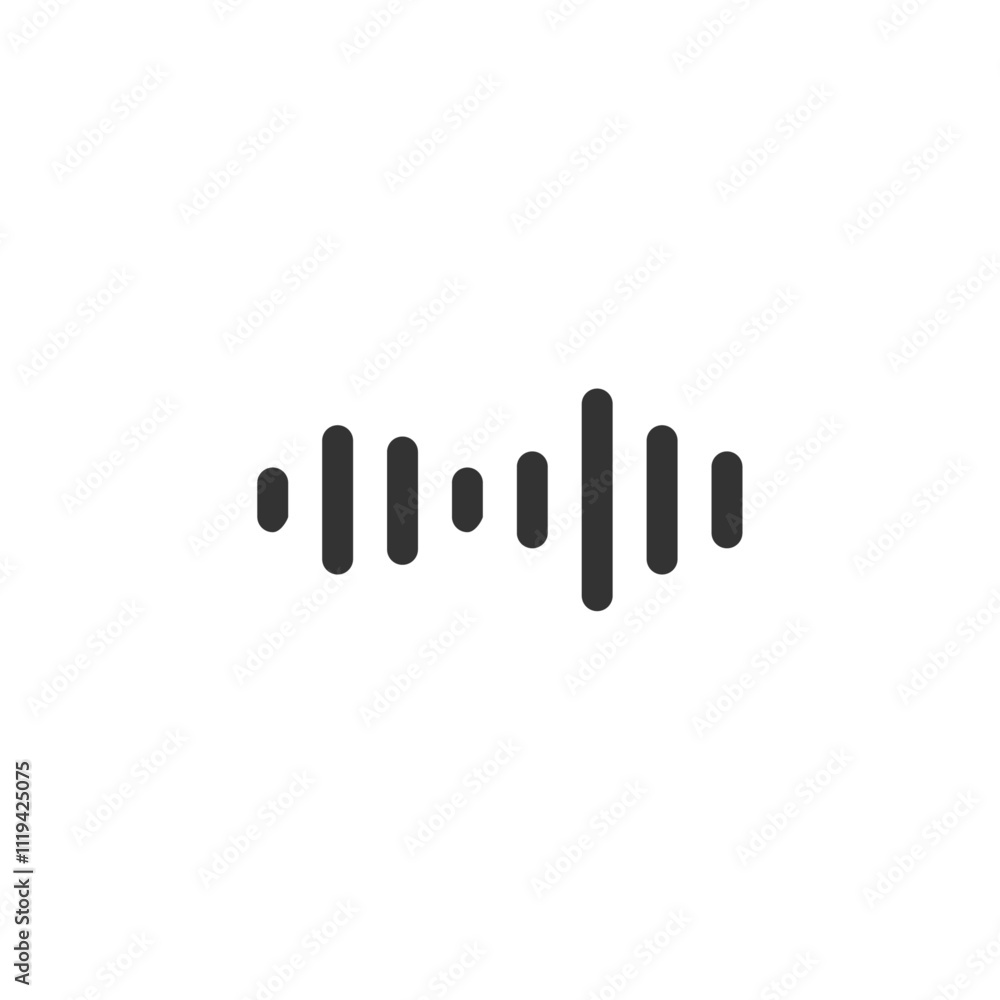 音声波形データのベクターアイコン(線画・白黒) 音声波形データのベクターアイコン(線画・白黒)