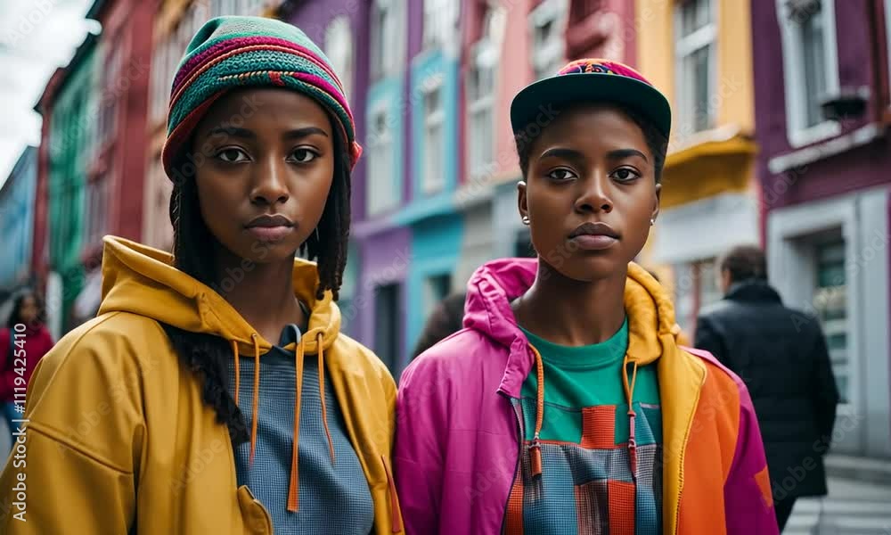 Group of people in urban clothing. Group of people in urban clothing.