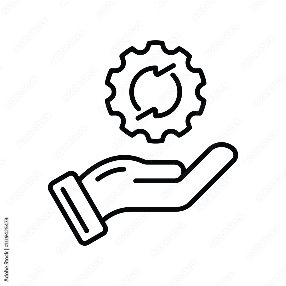 hand holding gear icon. contain control settings thin line icon. vector illustration hand holding gear icon. contain control settings thin line icon. vector illustration