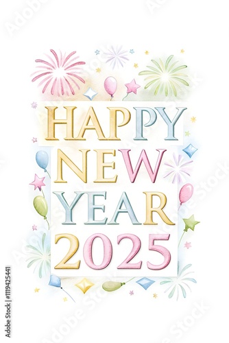 illustration of a set of elements and New Year sign