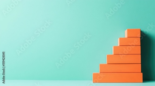 Abstract of a geometric orange staircase against a minimalist green backdrop representing the personal growth journey towards visionary goals and career advancement