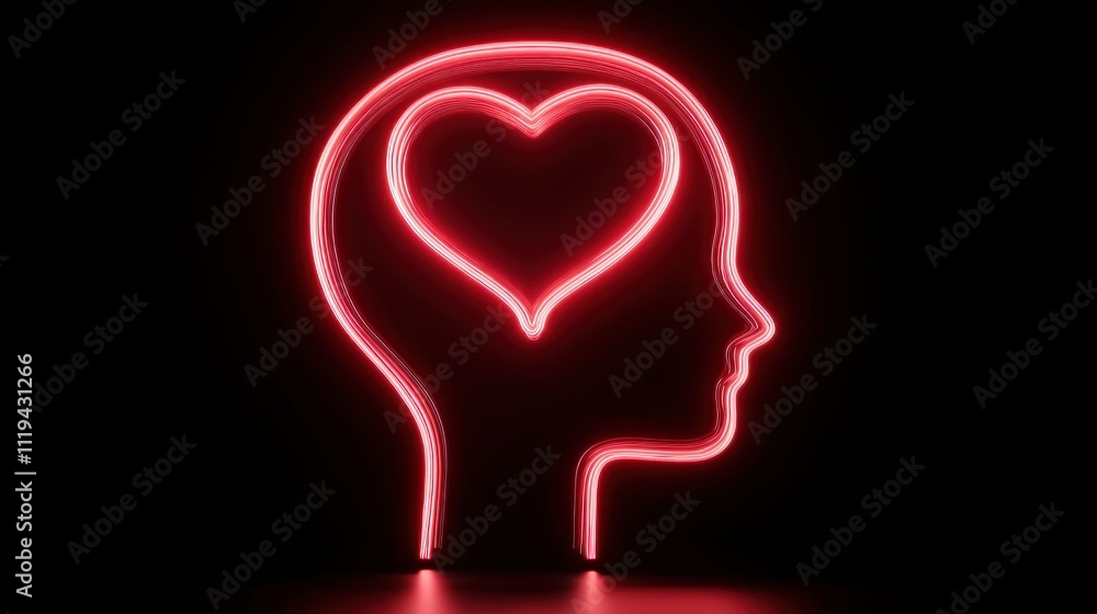Emotional intelligence in art a neon heart installation with dark conceptual view Emotional intelligence in art a neon heart installation with dark conceptual view
