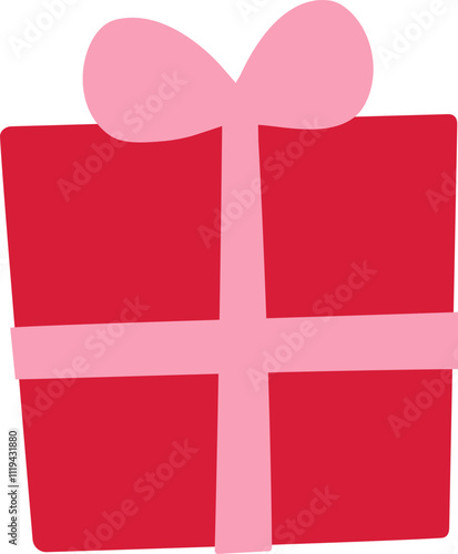 Valentine's Day gift box flat vector illustration.
Isolated Valentine's Day gift wrapping icon.
Transparent background.