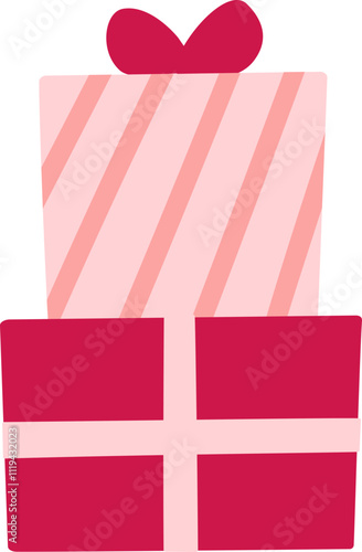 Valentine's Day gift box flat vector illustration.
Isolated Valentine's Day gift wrapping icon.
Transparent background.