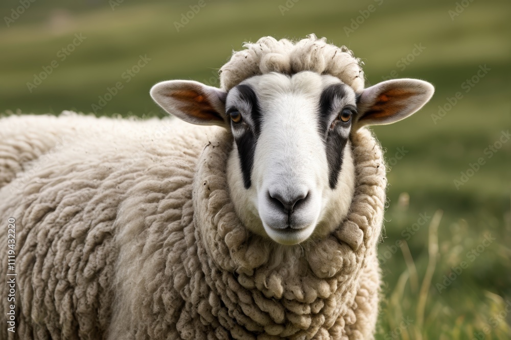 there is a sheep that is standing in the grass looking at the camera there is a sheep that is standing in the grass looking at the camera
