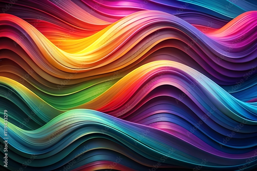 Abstract wavy shapes in vibrant colors on a dark background. Abstract wavy shapes in vibrant colors on a dark background.