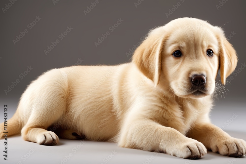 puppy laying down on a gray surface with a gray background puppy laying down on a gray surface with a gray background