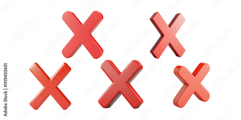 Obraz premium 3D red coated icon of X on white background.