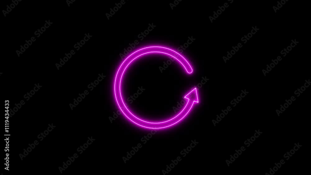 Glowing neon refresh icon Animation. Reload symbol, update, circle arrow, refresh, reload animation. Glowing neon refresh icon Animation. Reload symbol, update, circle arrow, refresh, reload animation.
