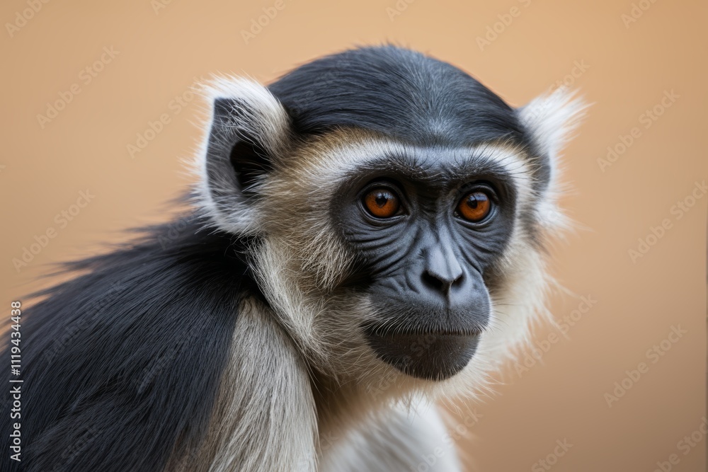 arafed monkey with a black and white face and long hair arafed monkey with a black and white face and long hair