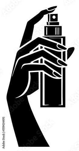 Hair Spray Vector Isolated Stylised Design for Hairdressers Black on White